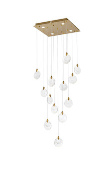 Avery 26 inch Square Crystal Pendant in Satin Gold (758|1012S26SG-01CR)