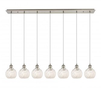 White Mouchette - 7 Light - 50 inch - Brushed Satin Nickel - Linear Pendant (3442|127B-7P-SN-G1216-6WM)