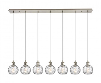 Athens Water Glass - 7 Light - 50 inch - Brushed Satin Nickel - Linear Pendant (3442|127B-7P-SN-G1215-6)