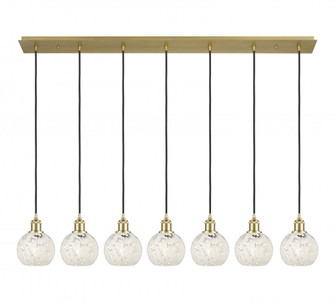 White Mouchette - 7 Light - 50 inch - Satin Gold - Linear Pendant (3442|127B-7P-SG-G1216-6WM)