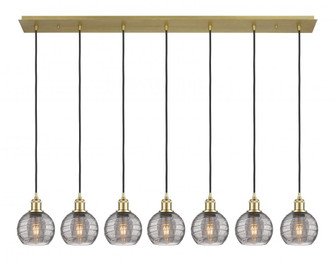 Athens Deco Swirl - 7 Light - 49 inch - Satin Gold - Linear Pendant (3442|127B-7P-SG-G1213-6SM)