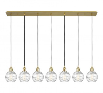 Athens Deco Swirl - 7 Light - 49 inch - Satin Gold - Linear Pendant (3442|127B-7P-SG-G1213-6CL)