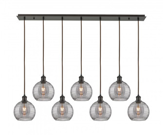 Athens Deco Swirl - 7 Light - 52 inch - Oil Rubbed Bronze - Linear Pendant (3442|127B-7P-OB-G1213-8SM)