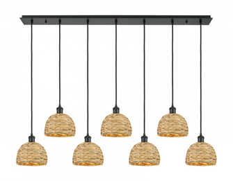 Woven Rattan - 7 Light - 52 inch - Matte Black - Linear Pendant (3442|127B-7P-BK-RBD-8-NAT)