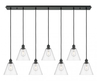 Berkshire Glass - 7 Light - 52 inch - Matte Black - Linear Pendant (3442|127B-7P-BK-GBC-82)