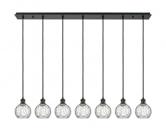 Athens Water Glass - 7 Light - 50 inch - Matte Black - Linear Pendant (3442|127B-7P-BK-G1215-6)