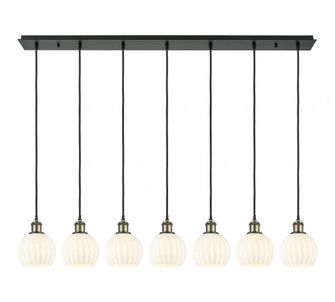 White Venetian - 7 Light - 50 inch - Black Antique Brass - Linear Pendant (3442|127B-7P-BAB-G1217-6WV)