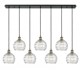 Athens Deco Swirl - 7 Light - 52 inch - Black Antique Brass - Linear Pendant (3442|127B-7P-BAB-G1213-8CL)