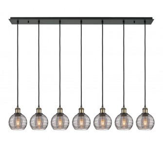 Athens Deco Swirl - 7 Light - 49 inch - Black Antique Brass - Linear Pendant (3442|127B-7P-BAB-G1213-6SM)