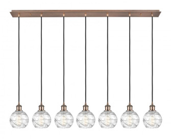 Athens Deco Swirl - 7 Light - 49 inch - Antique Copper - Linear Pendant (3442|127B-7P-AC-G1213-6CL)