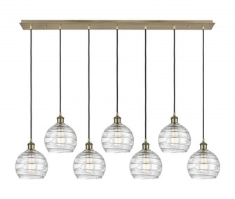 Athens Deco Swirl - 7 Light - 52 inch - Antique Brass - Linear Pendant (3442|127B-7P-AB-G1213-8CL)