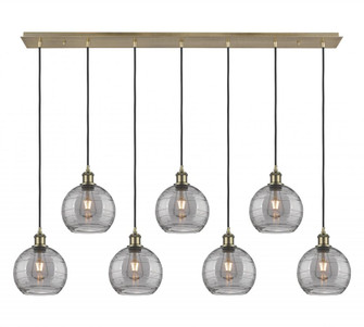 Athens Deco Swirl - 7 Light - 52 inch - Antique Brass - Linear Pendant (3442|127B-7P-AB-G1213-8SM)