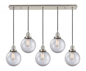 Beacon - 5 Light - 40 inch - Brushed Satin Nickel - Linear Pendant (3442|125F-5P-SN-G202-8)