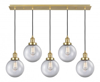 Beacon - 5 Light - 40 inch - Satin Gold - Linear Pendant (3442|125F-5P-SG-G202-8)