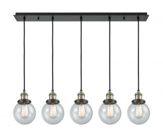 Beacon - 5 Light - 38 inch - Black Antique Brass - Linear Pendant (3442|125F-5P-BAB-G204-6)