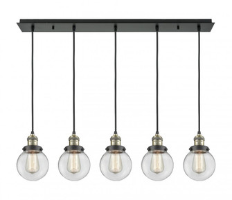 Beacon - 5 Light - 38 inch - Black Antique Brass - Linear Pendant (3442|125F-5P-BAB-G202-6)