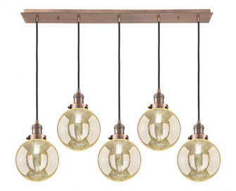 Beacon - 5 Light - 40 inch - Antique Copper - Linear Pendant (3442|125F-5P-AC-G208-8)