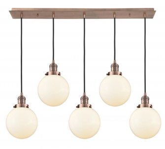 Beacon - 5 Light - 40 inch - Antique Copper - Linear Pendant (3442|125F-5P-AC-G201-8)