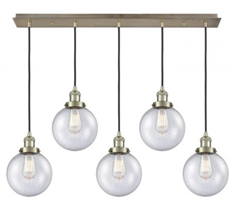 Beacon - 5 Light - 40 inch - Antique Brass - Linear Pendant (3442|125F-5P-AB-G204-8)