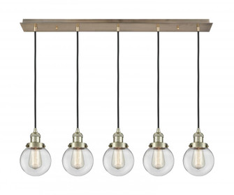 Beacon - 5 Light - 38 inch - Antique Brass - Linear Pendant (3442|125F-5P-AB-G202-6)