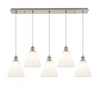 Berkshire Glass - 5 Light - 40 inch - Brushed Satin Nickel - Linear Pendant (3442|125B-5P-SN-GBC-81)