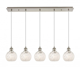 White Mouchette - 5 Light - 38 inch - Brushed Satin Nickel - Linear Pendant (3442|125B-5P-SN-G1216-6WM)