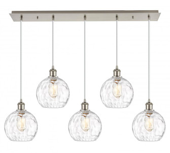 Athens Water Glass - 5 Light - 40 inch - Brushed Satin Nickel - Linear Pendant (3442|125B-5P-SN-G1215-8)