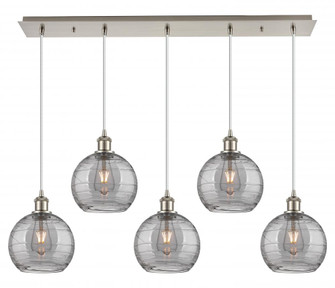Athens Deco Swirl - 5 Light - 40 inch - Brushed Satin Nickel - Linear Pendant (3442|125B-5P-SN-G1213-8SM)