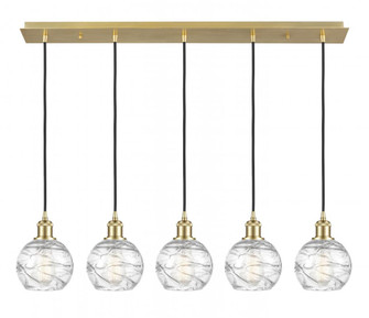 Athens Deco Swirl - 5 Light - 37 inch - Satin Gold - Linear Pendant (3442|125B-5P-SG-G1213-6CL)