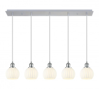 White Venetian - 5 Light - 38 inch - Polished Chrome - Linear Pendant (3442|125B-5P-PC-G1217-6WV)