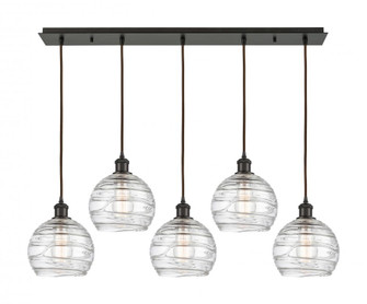 Athens Deco Swirl - 5 Light - 40 inch - Oil Rubbed Bronze - Linear Pendant (3442|125B-5P-OB-G1213-8CL)