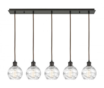 Athens Deco Swirl - 5 Light - 37 inch - Oil Rubbed Bronze - Linear Pendant (3442|125B-5P-OB-G1213-6CL)