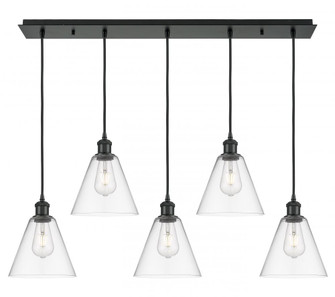 Berkshire Glass - 5 Light - 40 inch - Matte Black - Linear Pendant (3442|125B-5P-BK-GBC-82)