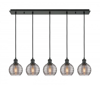 Athens Deco Swirl - 5 Light - 37 inch - Matte Black - Linear Pendant (3442|125B-5P-BK-G1213-6SM)
