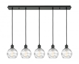 Athens Deco Swirl - 5 Light - 37 inch - Matte Black - Linear Pendant (3442|125B-5P-BK-G1213-6CL)