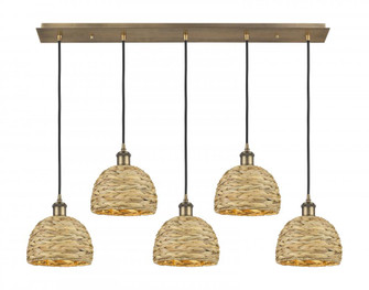 Woven Rattan - 5 Light - 40 inch - Brushed Brass - Linear Pendant (3442|125B-5P-BB-RBD-8-NAT)