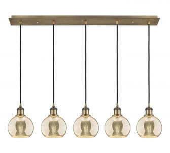 Athens - 5 Light - 37 inch - Brushed Brass - Linear Pendant (3442|125B-5P-BB-G128-6)