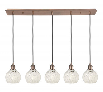 White Mouchette - 5 Light - 38 inch - Antique Copper - Linear Pendant (3442|125B-5P-AC-G1216-6WM)