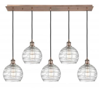 Athens Deco Swirl - 5 Light - 40 inch - Antique Copper - Linear Pendant (3442|125B-5P-AC-G1213-8CL)