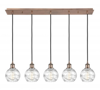Athens Deco Swirl - 5 Light - 37 inch - Antique Copper - Linear Pendant (3442|125B-5P-AC-G1213-6CL)