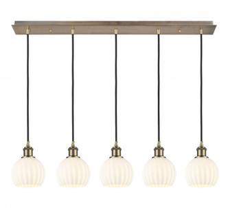 White Venetian - 5 Light - 38 inch - Antique Brass - Linear Pendant (3442|125B-5P-AB-G1217-6WV)