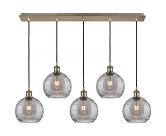 Athens Deco Swirl - 5 Light - 40 inch - Antique Brass - Linear Pendant (3442|125B-5P-AB-G1213-8SM)