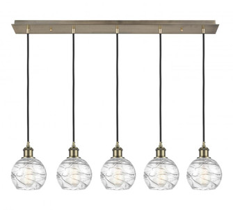 Athens Deco Swirl - 5 Light - 37 inch - Antique Brass - Linear Pendant (3442|125B-5P-AB-G1213-6CL)