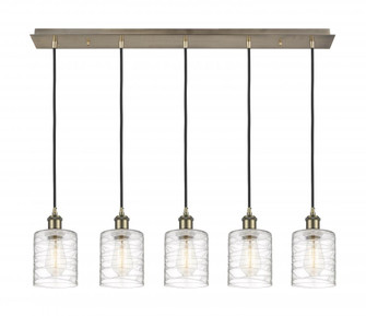 Cobbleskill - 5 Light - 37 inch - Antique Brass - Linear Pendant (3442|125B-5P-AB-G1113)