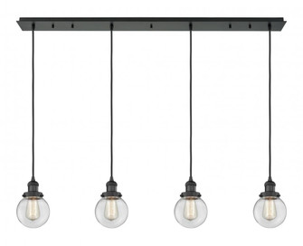 Beacon - 4 Light - 50 inch - Matte Black - Linear Pendant (3442|124F-4P-BK-G202-6)