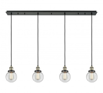 Beacon - 4 Light - 50 inch - Black Antique Brass - Linear Pendant (3442|124F-4P-BAB-G202-6)