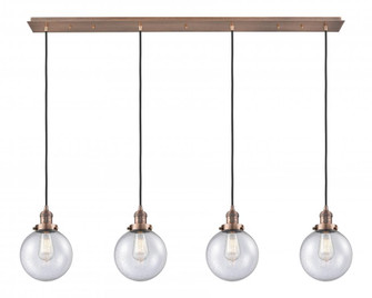 Beacon - 4 Light - 52 inch - Antique Copper - Linear Pendant (3442|124F-4P-AC-G204-8)