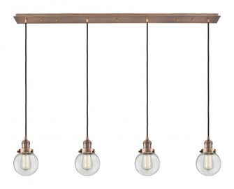 Beacon - 4 Light - 50 inch - Antique Copper - Linear Pendant (3442|124F-4P-AC-G202-6)