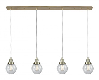Beacon - 4 Light - 50 inch - Antique Brass - Linear Pendant (3442|124F-4P-AB-G204-6)