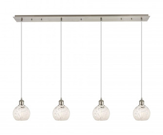 White Mouchette - 4 Light - 50 inch - Brushed Satin Nickel - Linear Pendant (3442|124B-4P-SN-G1216-6WM)
